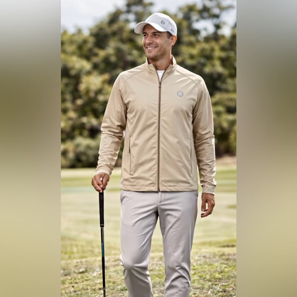 G/FORE Performer FZ Hybrid Jacket Men’s L Beige Full Zip Golf Windbreaker NEW